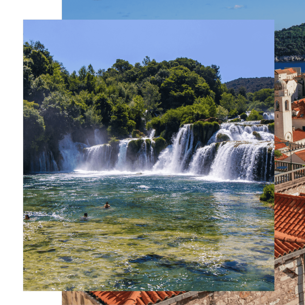 Waterfall at Krka National Park on this yoga retreat in Croatia with The Travel Yogi