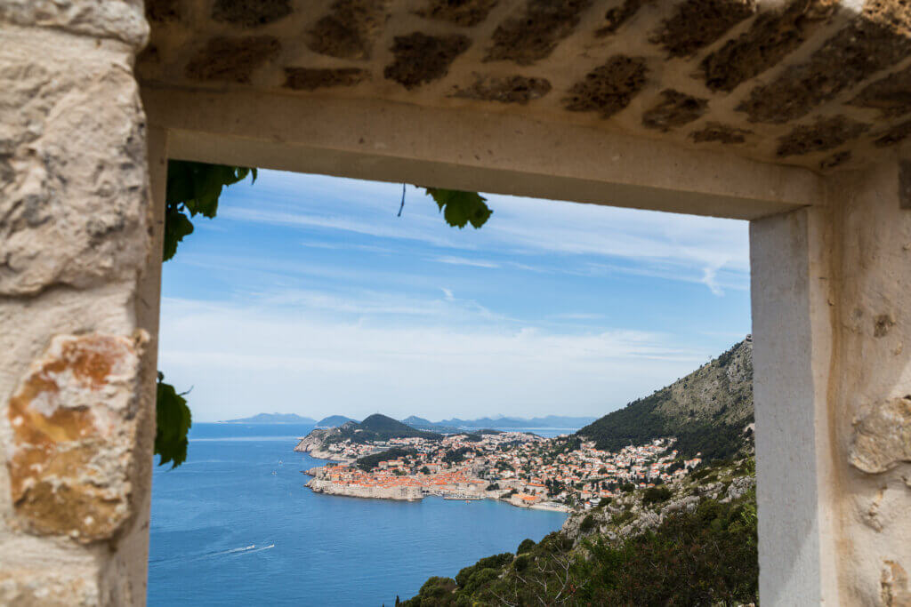 View of St. Orsula's Church Ruins in Dubrovnik, Croatia.