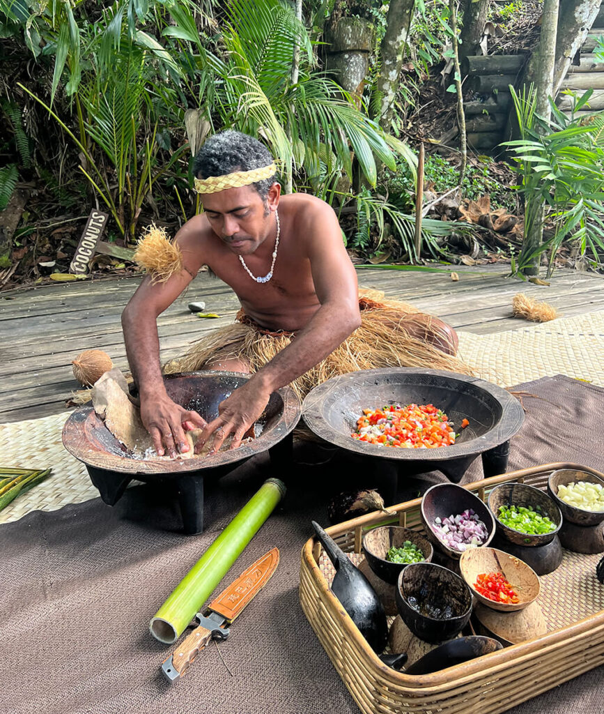 local making fresh kokoda in Fiji