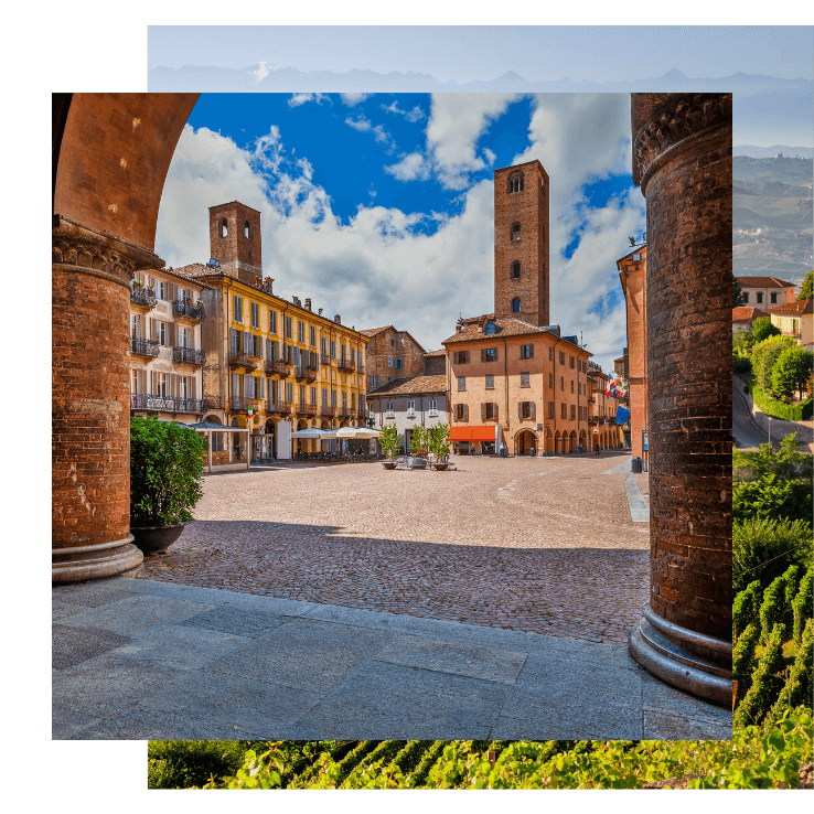 Medieval town square on a yoga retreat in Italy