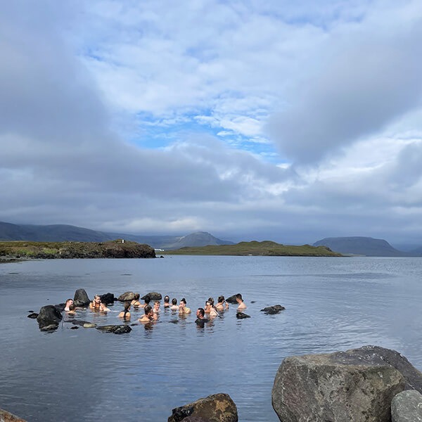 Hvammsvik pools on a yoga retreat in Iceland with The Travel Yogi
