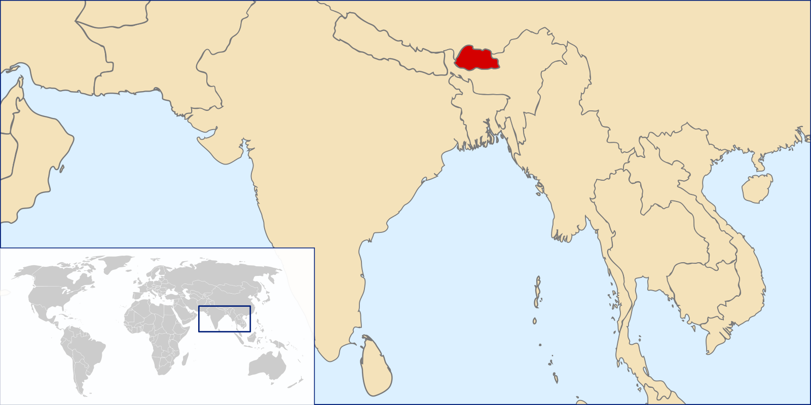 Bhutan on a map