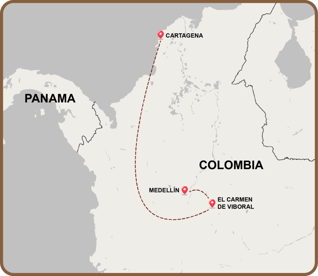 Colombia yoga retreat map with The Travel Yogi
