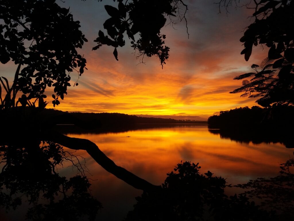 Sunset over the water in Guatemala