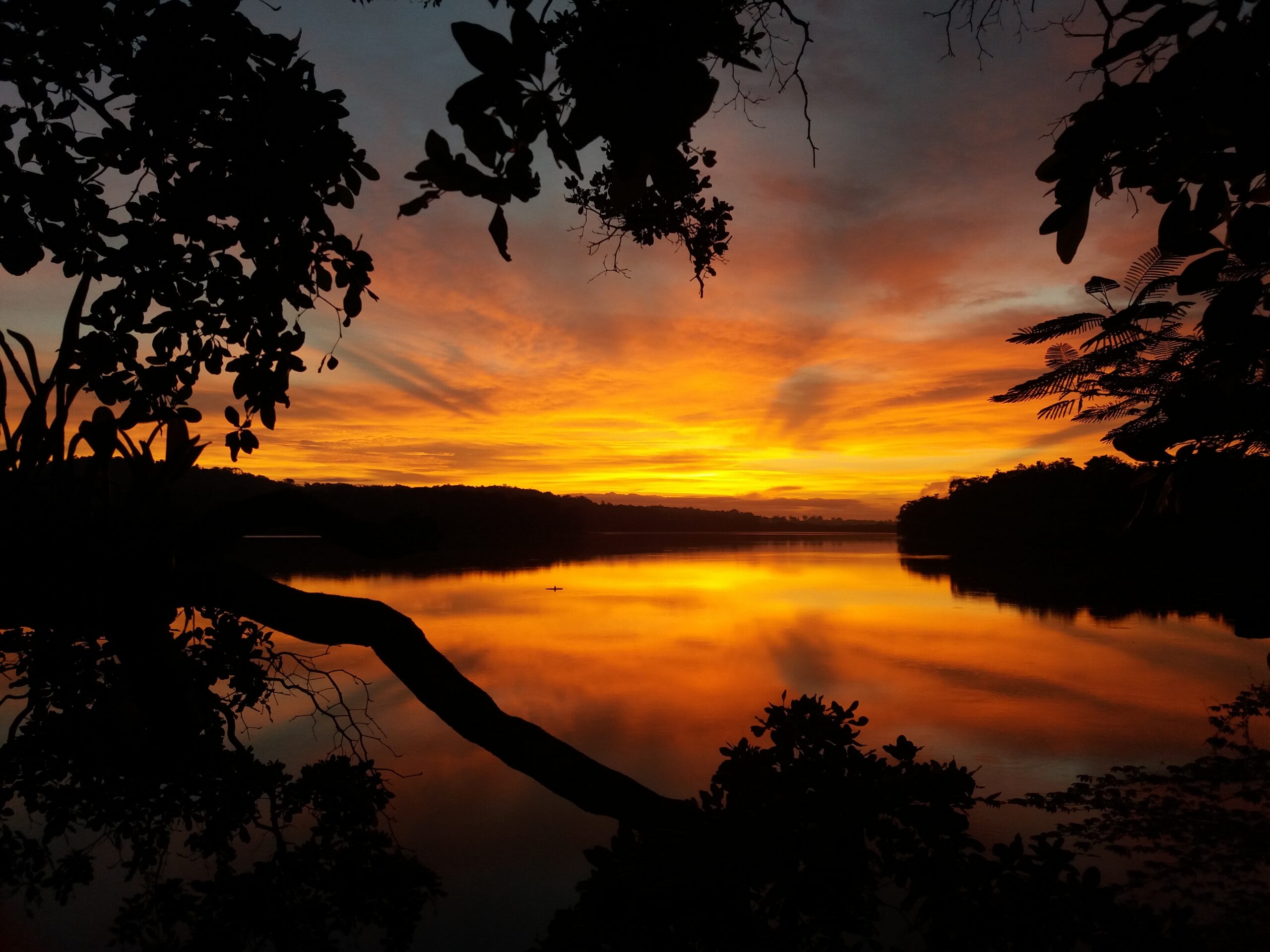 Sunset over the water in Guatemala